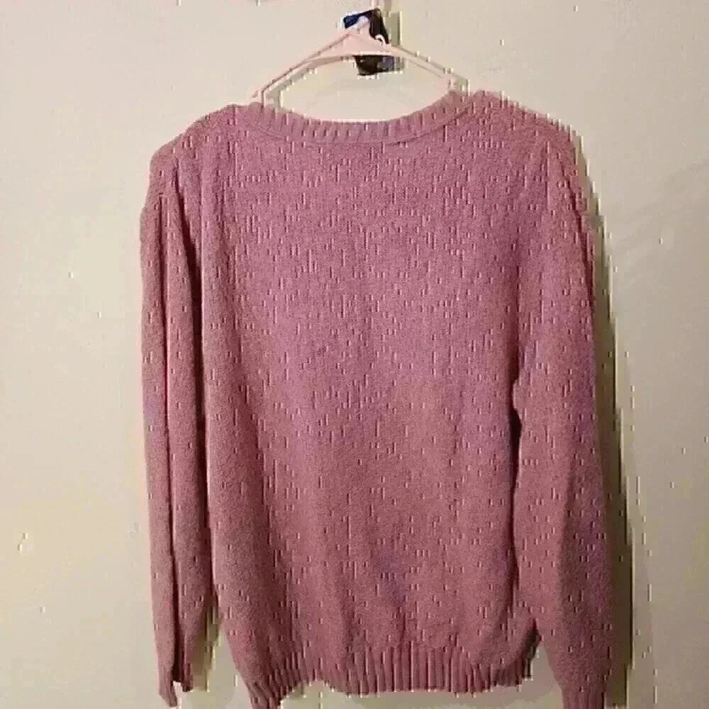 Vintage willow ridge mauve pink knit sweater 80's vibe long sleeve size large - Picture 2 of 4